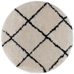styldomova Krémový/antracitový koberec Fluffy 2373 kruh