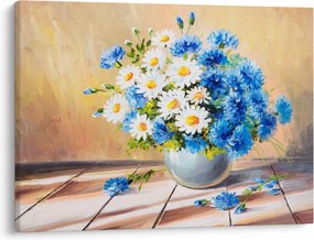 Maľovaný obraz vázy kvetín (70x50 cm)