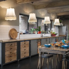 Sada 4 retro závesných lámp krémová 45 cm - Granny