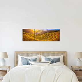 Obraz - Ryžové terasy vo Vietname (s hodinami) (90x30 cm)