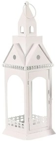 Kovový lampáš Kostolná veža, v. 46 cm, biela