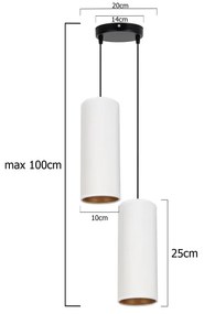 Luster na lanku AVALO 2xE27/60W/230V pr. 20 cm biela/medená