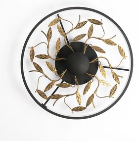 Stropné svietidlo v štýle Art Deco čierne so zlatom 3-stupňovo stmievateľné - Bota