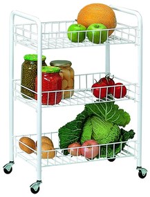 Biely kovový pojazdný regál 41x60 cm - Rayen