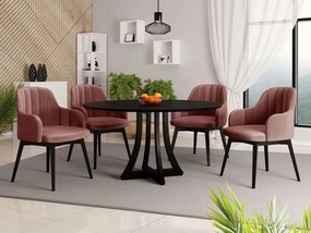 Okrúhly stôl Dagerto FI 120 so 4 stoličkami ST105 05, Farby: čierna, Potah: Magic Velvet 2258