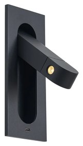 Moderné nástenné svietidlo čierne vrátane LED a portu USB-C - Hilton