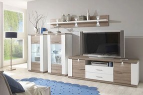 Vitrína Caracas typ 24, dub/biely lesk, s osvetlením