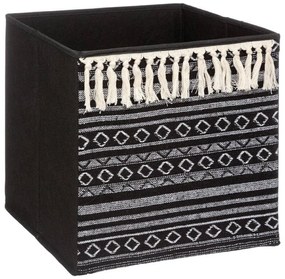 Úložný textilný box Tassel 31 cm čierny/biely