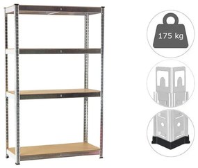 Fistar MEGA HIT: Regál 1500x700x300 mm zinkovaný 4-policový, nosnosť 700 kg