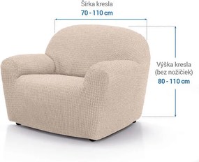 Super strečové poťahy RUBINIA smotanová kreslo (š. 70 - 110 cm)