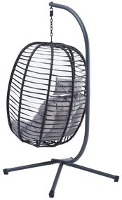 Autronic Závesné kreslo, kov, polyratan, sivá, AZ-V1289 GREY