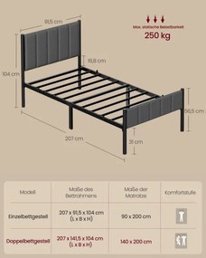 Kovová posteľ 90 cm RMB972GN01
