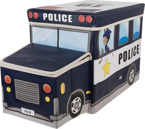 Čierna úložná krabica - Policajné auto - 55*32*28 cm