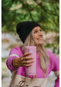 Ružový cestovný termohrnček Vialli Design Fuori, 400 ml