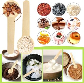 6 x Drevená naberačka na korenie, 6 ks lyžičiek do koreničiek, mini - 8 cm, buková