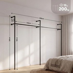 Nástenný vešiak na oblečenie Merton 295,5x35x220 cm - čierna