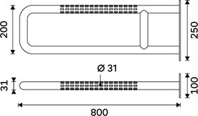 Nimco Pevné podperné madlo 800 mm - BMU 9080-10