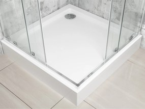 Novoterm Štvorcový sprchovací kút NV-Solid SQ CHR 90, chróm/transparent - bez vaničky
