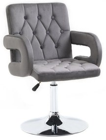LuxuryForm DESIGN Stolička BOSTON VELUR na striebornom tanieri - šedá