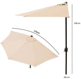 Záhradný polkruhový slnečník 2,7 m, béžový