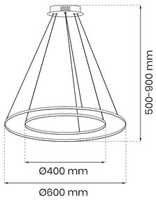 Závesné LED svietidlo Hoop, 2x LED 51w, 4000k, g