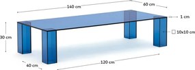 Modrý sklenený konferenčný stolík 60x140 cm Adularia – Kave Home