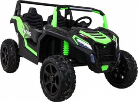 Ramiz Silná pretekárska štvorkolka pre 2 deti Zelená + Bezkartáčový motor + Nafukovacie kolesá + LED zvuk