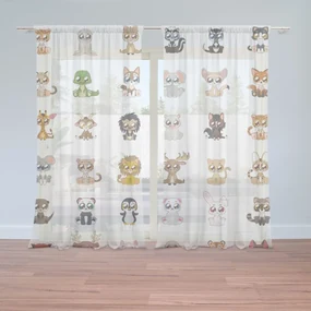 Sablio Záclony Zvieratká 4: 2ks 150x250cm