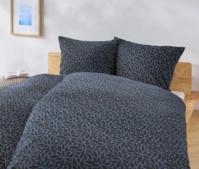 Posteľná bielizeň zo zimného džerseja, tmavomodrá, štandardná veľkosť