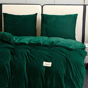 Dekorstudio Obojstranné plyšové posteľné obliečky PMK-04 v tmavozelenej farbe Rozmer posteľných obliečok: Šírka x Dĺžka: 160x200cm + 2 ks 70x80 cm