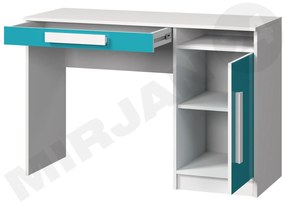 Nábytok Raliv III, Farby: biela + tyrkysový lesk + biela