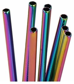 SPRINGOS Nerezová slamka na drinky, sada 10ks, dúhové SPRINGOS STRAW