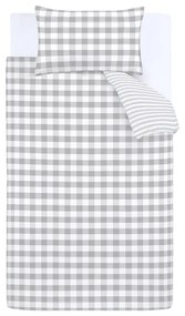 Sivé bavlnené obliečky Bianca Check And Stripe, 135 x 200 cm