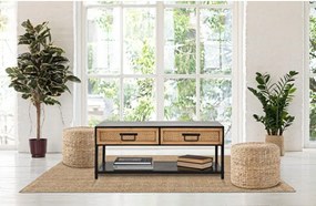 Čierny/v prírodnej farbe kovový TV stolík 95x38x38 cm Hanoi – Mauro Ferretti