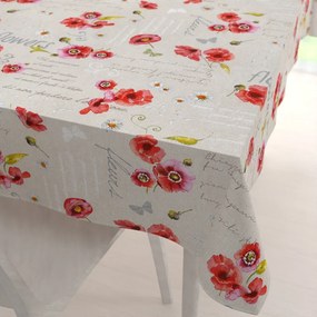 Biante Dekoračný obdĺžnikový obrus Porto PRT-022 Vlčie maky a margaréty na režnom 50x100 cm