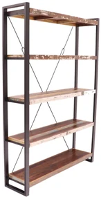 furniture-nabytek.cz - Police na knihy 160x200x35 z kovu a dreva mango