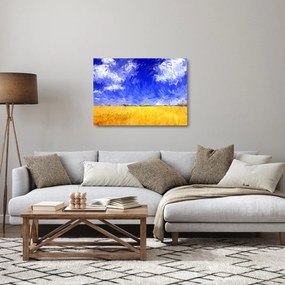 Sklenený obraz - Olejomaľba, Zlaté pole (70x50 cm)