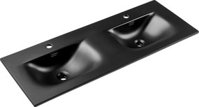 Comad Nábytkové keramické dvojumývadlo SKY 1 BLACK MATT 120D DP, 121x46 cm, čierna matná