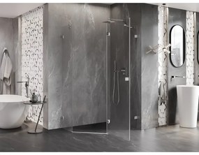 Mexen Lunar, päťuholníkový sprchový kút s pravým sklonom 100 x 80 cm, 8mm číre sklo, chrómový profil, 831-100P-080L-01-00-P