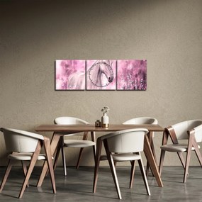 Obraz - Maľovaný kôň (s hodinami) (90x30 cm)