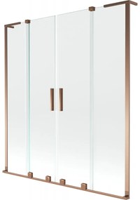 Mexen Velar L Duo, 2-krídlová posuvná vaňová zástena 150 x 150 cm, 8mm číre sklo, ružové zlato, 896-150-003-02-60