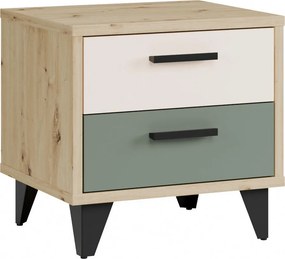 XXXLutz NOČNÝ STOLÍK piesková, šalviovozelená, dub artisan Carryhome - Online Only detský nábytok - 000687018833