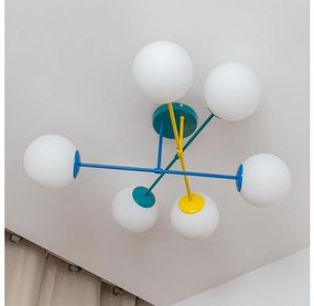 Prisadený luster MOON 6xE27/15W/230V tyrkysová/žltá/modrá