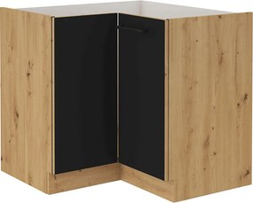 Rohová dolná kuchynská skrinka Meriel 90/90 DN 1F BB (čierna + dub artisan). Vlastná spoľahlivá doprava až k Vám domov. 1033979