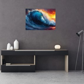 Sklenený obraz - Vlna v západu slnka (70x50 cm)