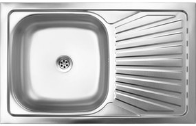 Kuchinox Kuchinox, nerezový 1-komorový drez 800x500x155 mm + sifón, hladký dekor, oceľová, LAV-SK2_211T