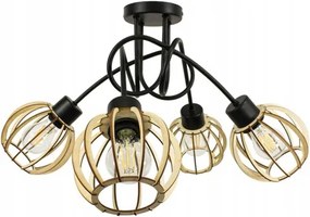 Závesná lampa na strop LOFT 4x malá drevená guľa