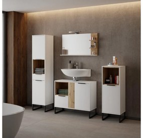 Zrkadlo s LED osvetlením Cubin 04 (biela + dub artisan). Vlastná spoľahlivá doprava až k Vám domov. 1119513
