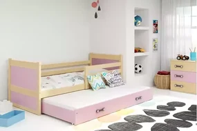 Detská posteľ RICO s prístelkou, borovicová/ružová