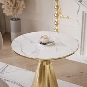 OKRÚHLY KONFERENČNÝ STOLÍK ELLINE ZLATÝ NEREZ + BIELY MRAMOR